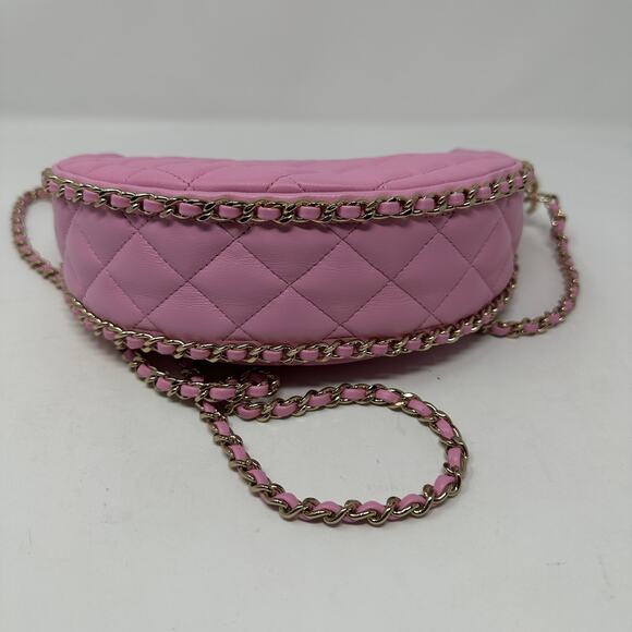 Chanel Clutch with Chain Lambskin Shiny Light Gold Metal Pink Women's One Size - Picture 4 of 9
